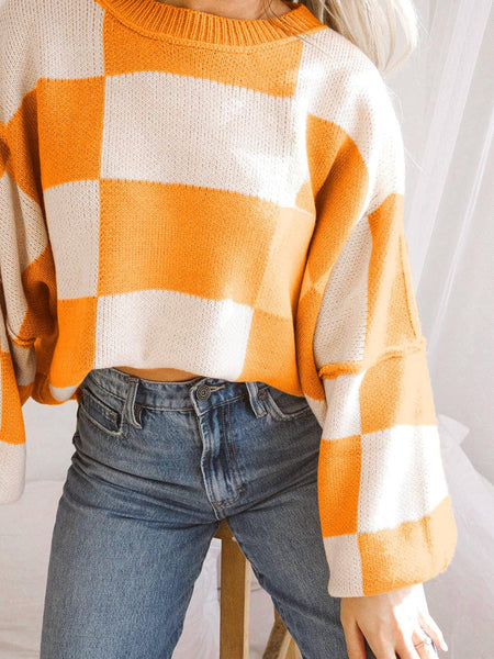 Women's Relaxed Fit Plaid Knit Sweater made for easy styling and wardrobe coordination, with premium-like structure and finish.