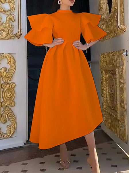 Ruffled Double Layer Sleeve Dress