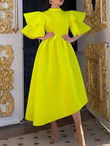 Ruffled Double Layer Sleeve Dress