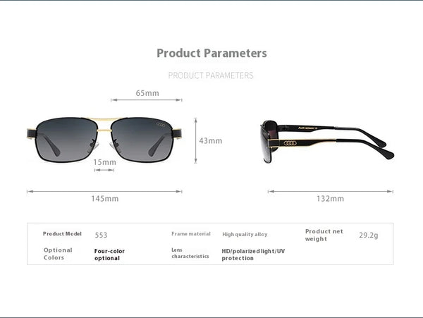 Audi UV400 Polarized Rectangle Sunglasses