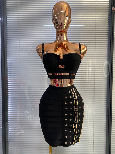 Women's Bandage Crop Top Skirt Set