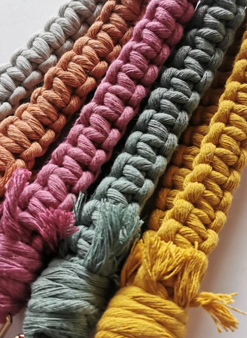 Raw Earth Macrame Key Wristlet