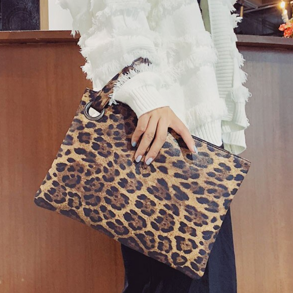 Leopard Print Wristlet Bag