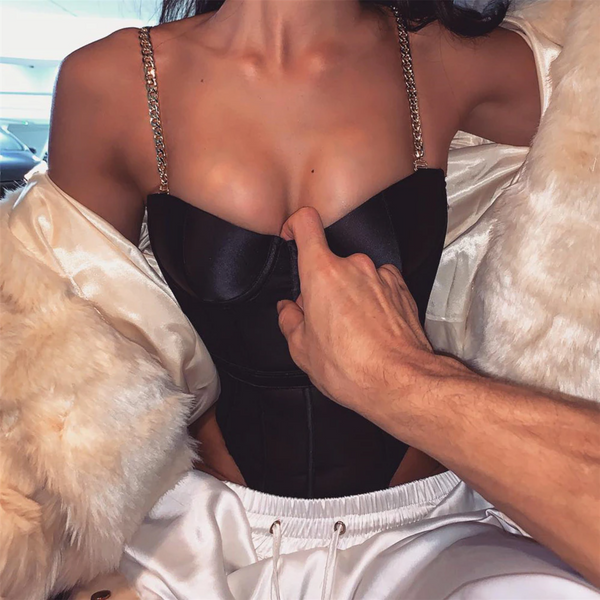 Chain Strap Party Bodysuit