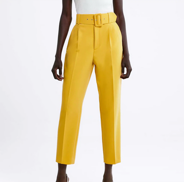 Belted Crop Dress Pants