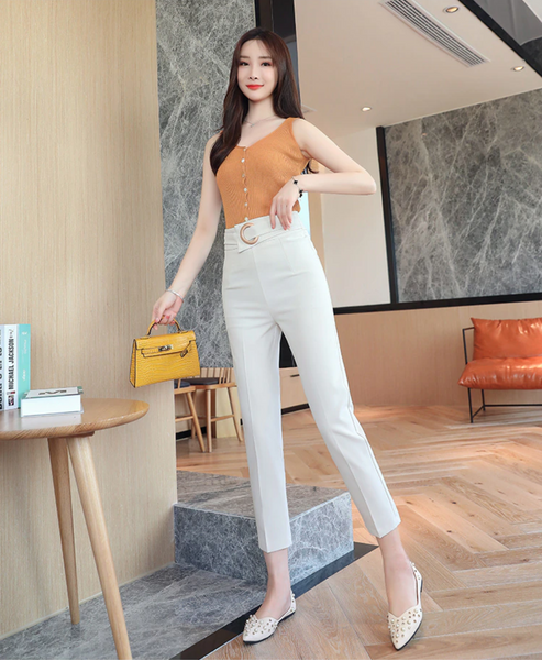 Belted Ankle Office Pants