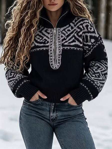 Winter Print Jacquard Sweater