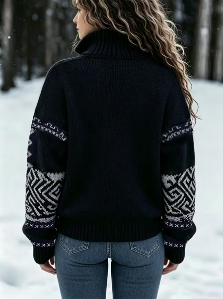 Winter Print Jacquard Sweater