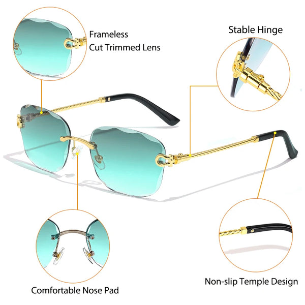 Retro Rimless Gradient Sunglasses