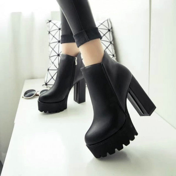 Zip Down Platform Boots