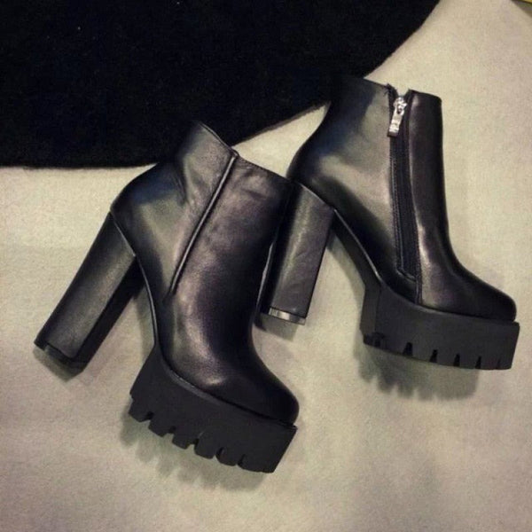 Zip Down Platform Boots