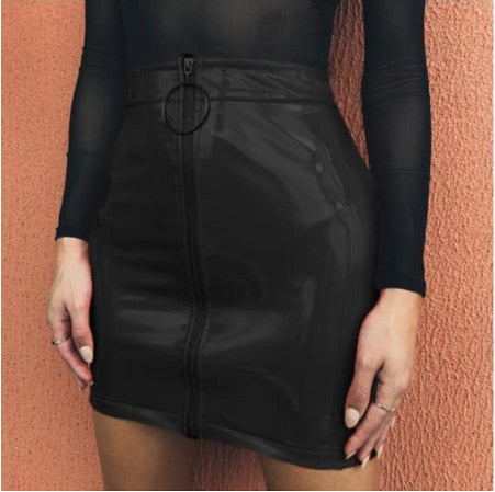 Zip Gloss Mini Skirt