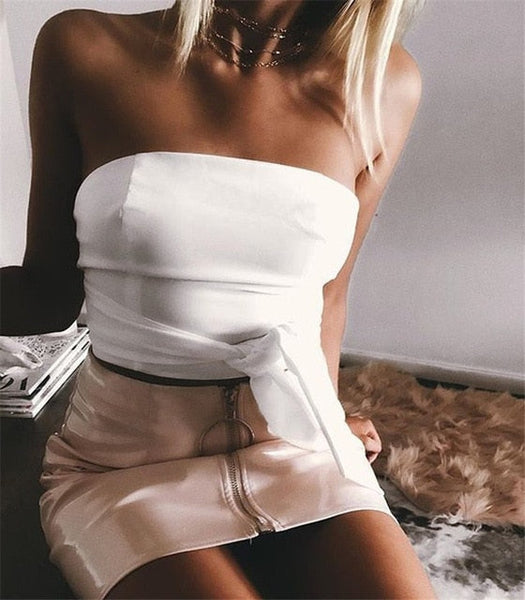 Zip Gloss Mini Skirt