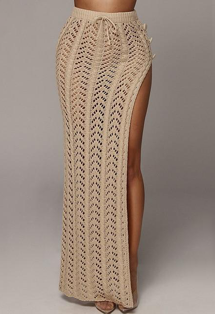 Long Side Slit Knit Skirt