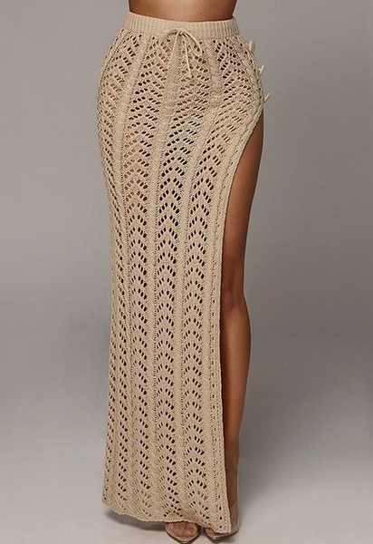 Long Side Slit Knit Skirt