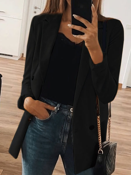 Sophisticated Mid-Length Blazer with Functional Pockets