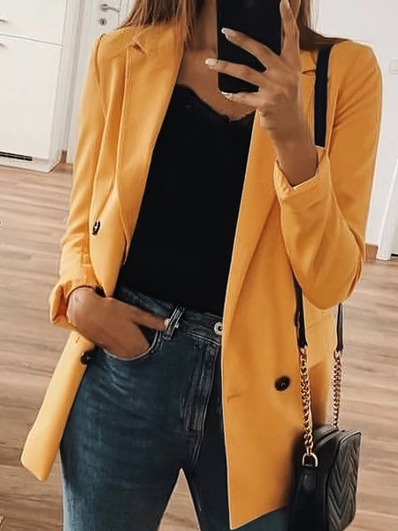 Sophisticated Mid-Length Blazer with Functional Pockets