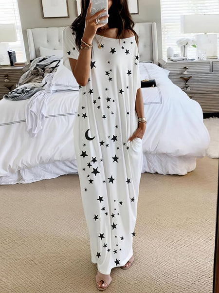 Starry Night Short Sleeve Maxi Dress