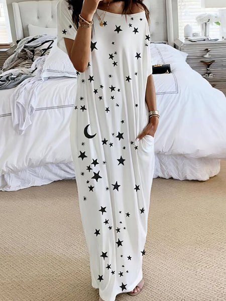 Starry Night Short Sleeve Maxi Dress
