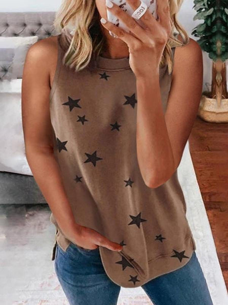 Starry Sleeveless Racer Top