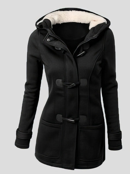 Women's Olive Green Cable Knit Sherpa-Lined Hooded Duffle Coat made for easy styling and wardrobe coordination, with premium-like structure and