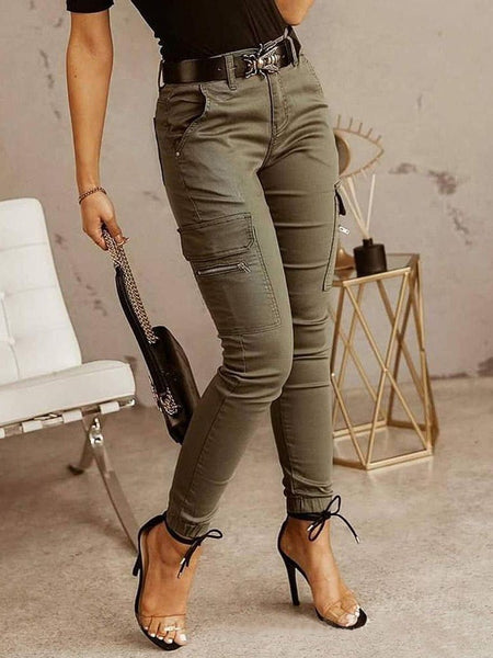 Stylish Low Rise Cotton Leggings with Button Detail