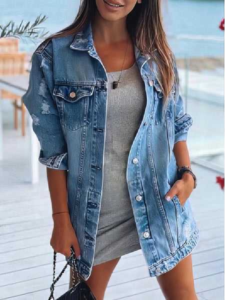 Vintage-Inspired Rhinestone Denim Jacket