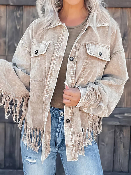 Stylish Tassel Corduroy Jacket