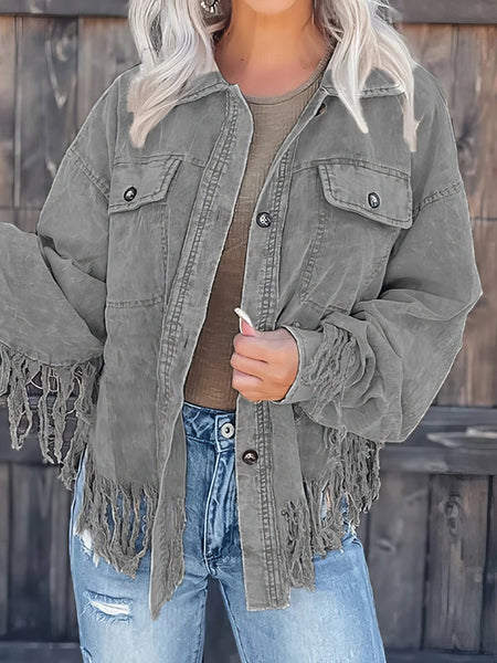 Stylish Tassel Corduroy Jacket