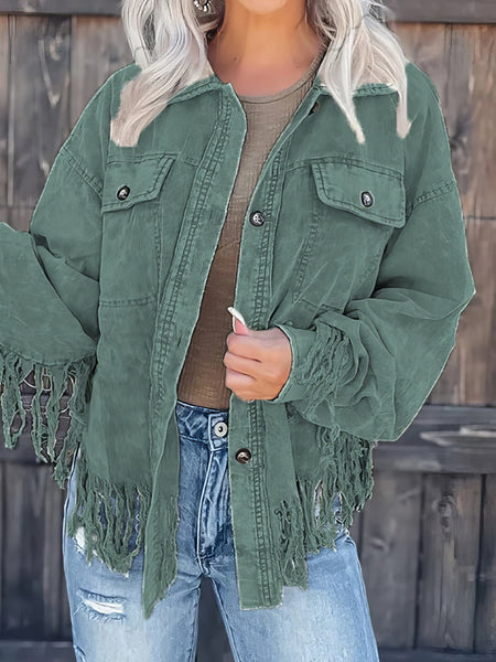 Stylish Tassel Corduroy Jacket
