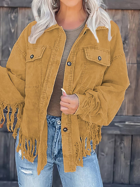 Stylish Tassel Corduroy Jacket