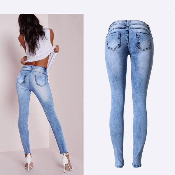 Mid Waist Patch Jeans