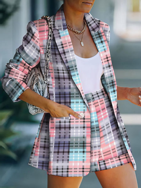 Elevate Your Style with the Printed Lapel Blazers & Shorts Two-Piece Set