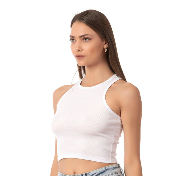 Women’s Ribbed High-Neck Crop Tank Top