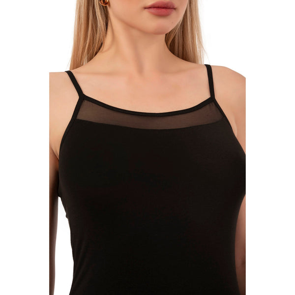 Women’s Cotton Modal Camisole with Mesh Detail and Thin Straps