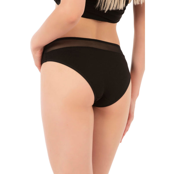 7-Pack Women’s Cotton Bikini Panties with Mesh Waist – Stretch Slip Brief Underwear Set