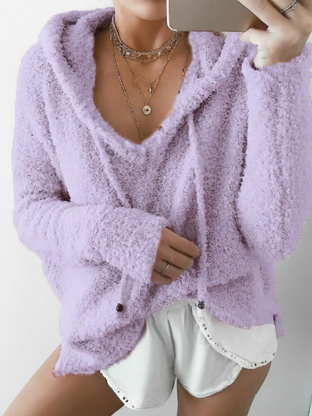 Warm Fuzzy V-Neck Hoodie