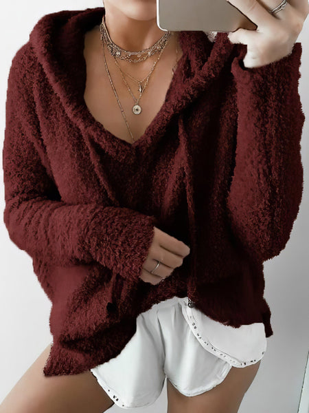Warm Fuzzy V-Neck Hoodie