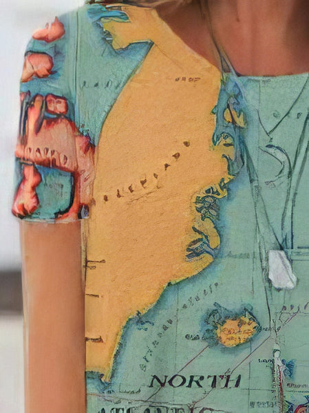 Versatile Map Print Short-sleeve Tee