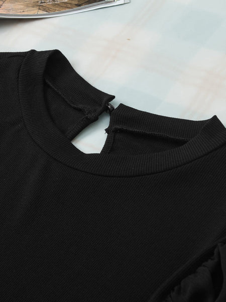Size Curve Blouses Loose Elegant Round Neck Mid-Sleeved Chiffon Blouse