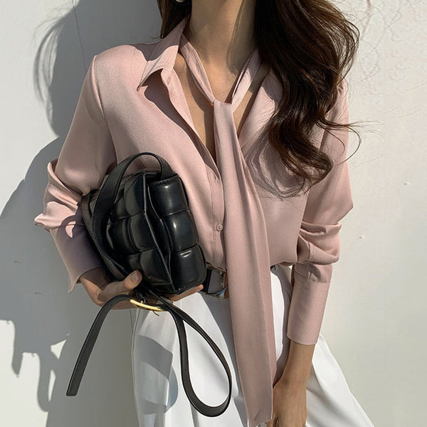 Office Lady Satin Dress Shirt