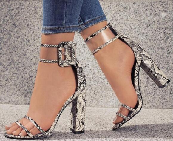Transparent Strap Block Heels