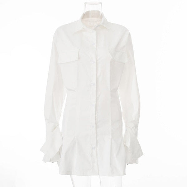 Double Pocket Dress Shirt Dress