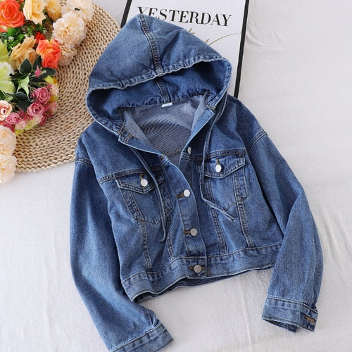 Double Pocket Hood Jean Jacket