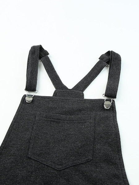 Rolled Hem Slight-Stretch Patch Pockets Casual Denim Jumpsuit