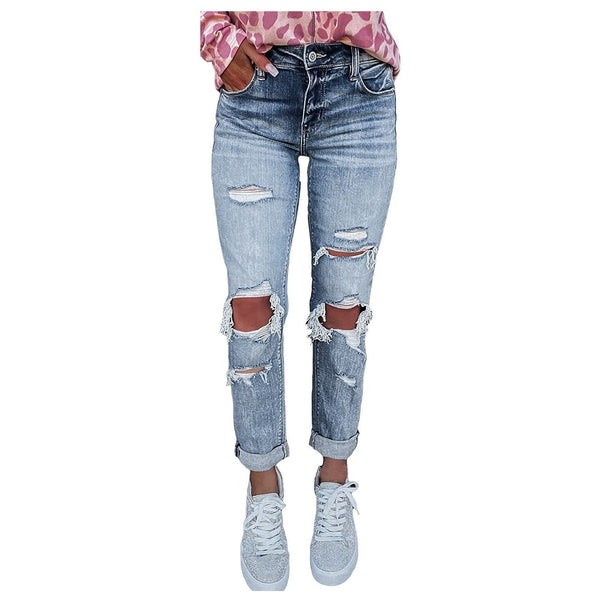 Straight Fit Ripped Jeans