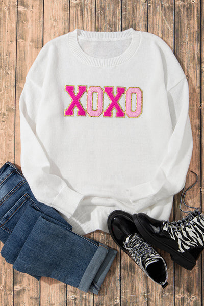 Women's Casual White Glitter Print Sweater with Round Neck - Stylish and Comfortable for Everyday Fashion