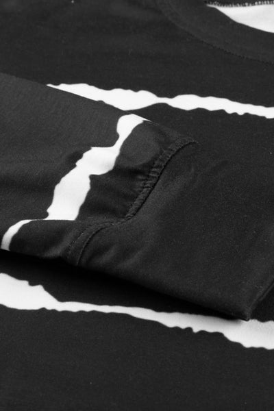 Women's Cozy Black Striped Long Sleeve Sweatshirt - Casual Chic with Effortless Style and Comfortable Fit