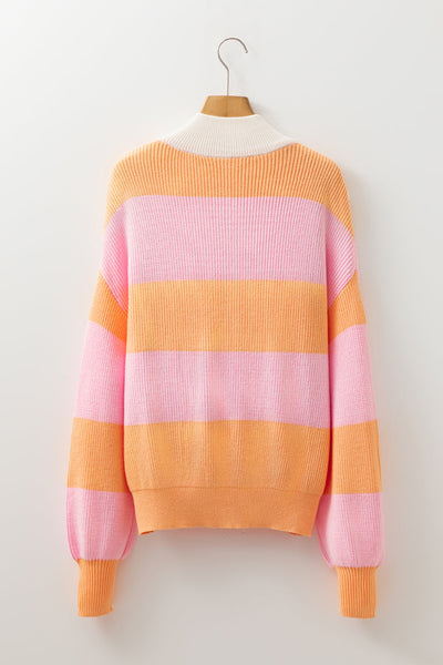 Stylish Women's Soft Knit Colorblock Sweater - Casual Fit for Cozy Fall Layering and Effortless Everyday Wear