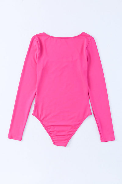 Solid Plunging V-Neck Long Sleeve One-Piece Jumpsuit